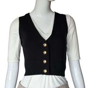 J. Crew Black Button Down Knit Vest Size XXS NWT